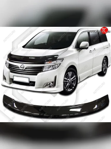 Дефлектор капота CA-Plastic (Classic черный) Nissan Elgrand 3 дорестайлинг (2010-2013)