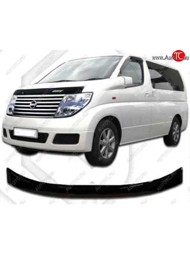 Дефлектор капота CA-Plastic (Classic черный) Nissan Elgrand 2 дорестайлинг (2002-2004)