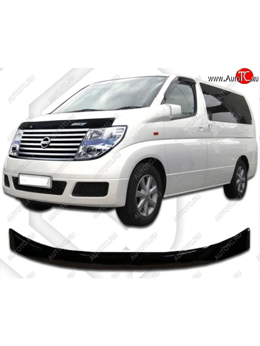 Дефлектор капота CA-Plastic Nissan Elgrand 2 дорестайлинг (2002-2004) (Classic черный, Без надписи)  в Самаре Самарской области