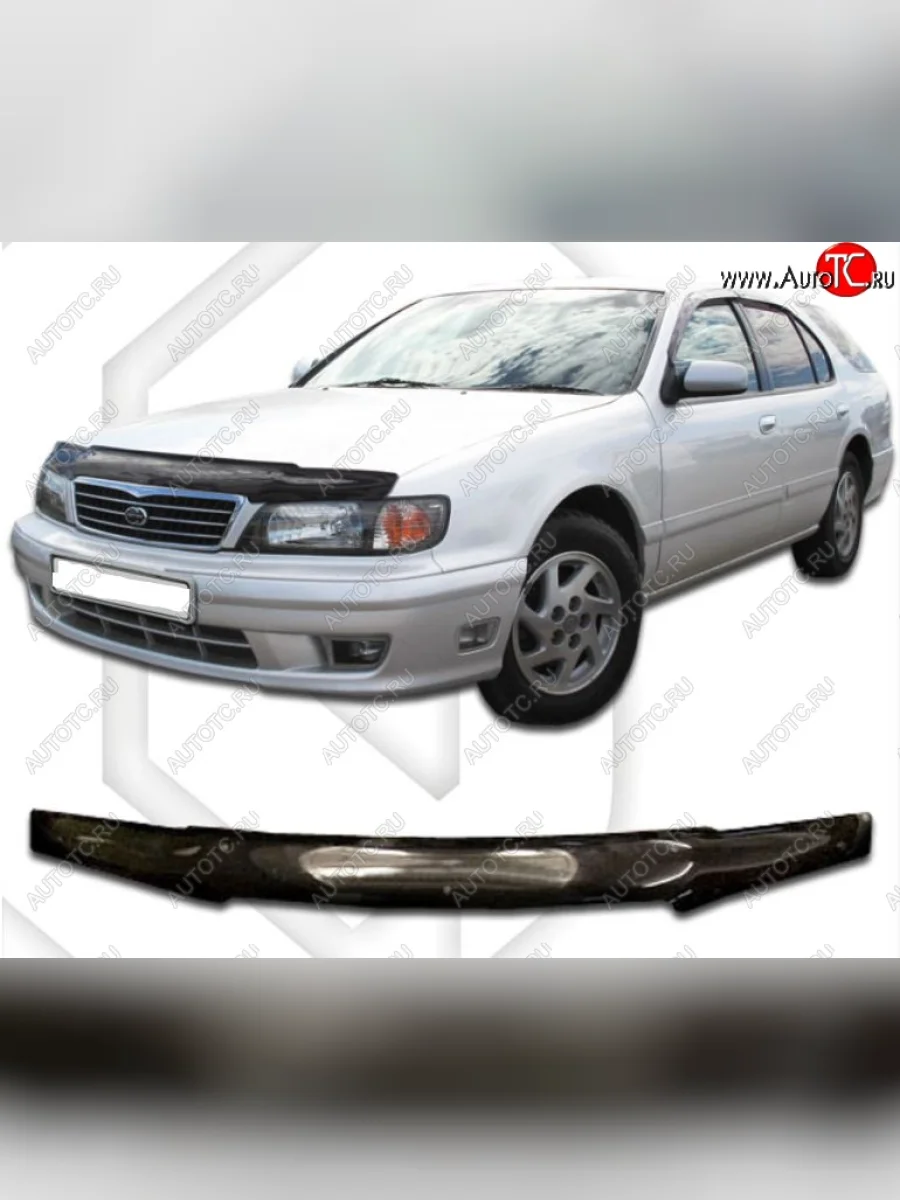Дефлектор капота (A32, HA32, PA32) CA-Plastic Nissan Maxima A32 (1994-2000) (Classic черный, Без надписи)  в Самаре Самарской области