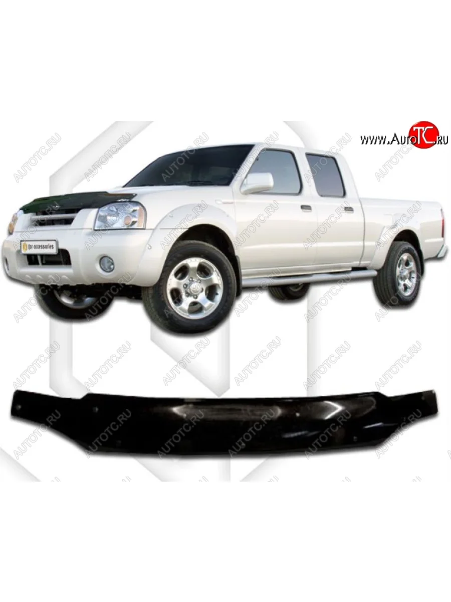 Дефлектор капота CA-Plastic Nissan NP300 (2003-2008) (Classic черный, Без надписи)  в Самаре Самарской области