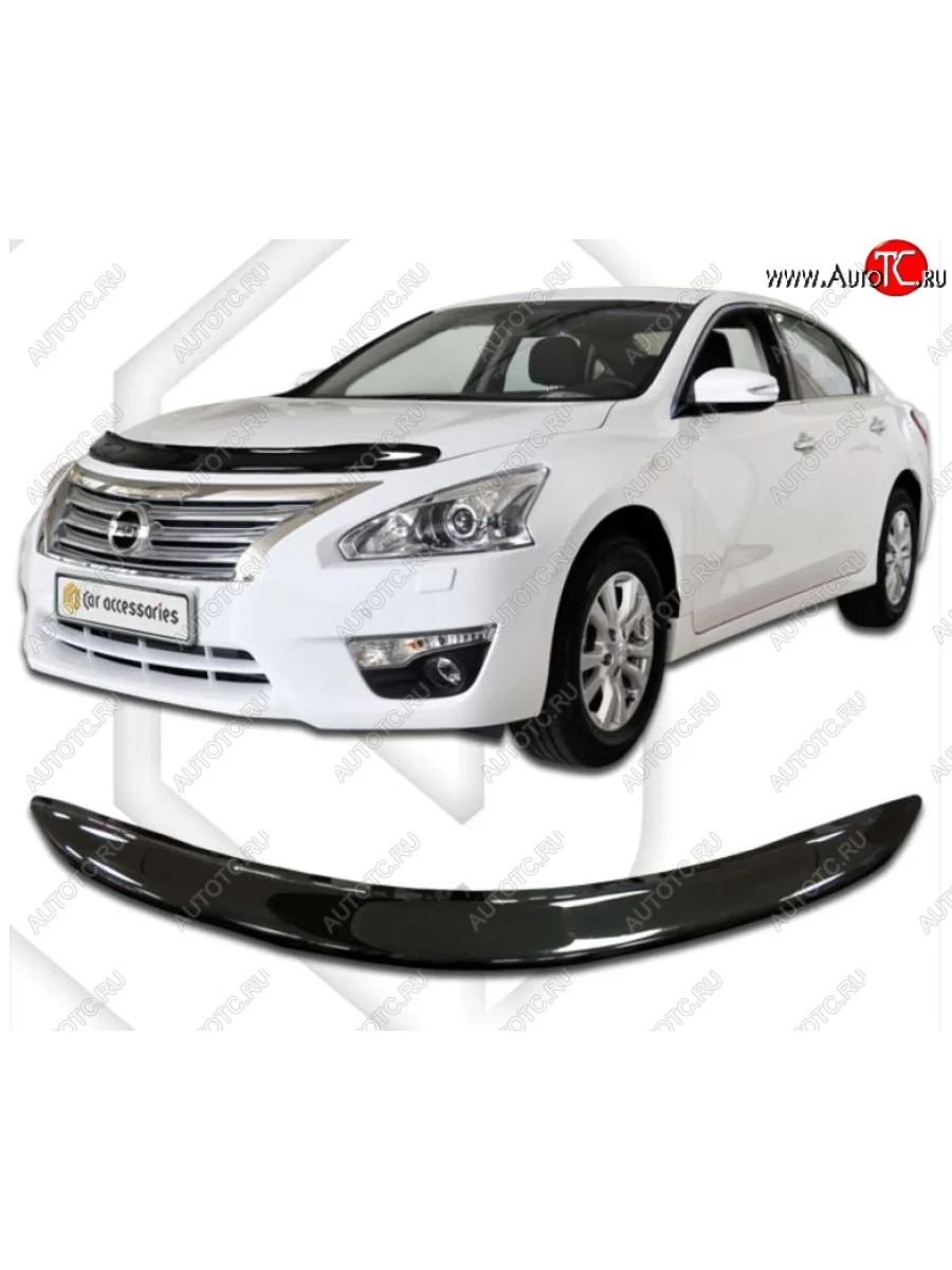 Дефлектор капота CA-Plastic Nissan Teana 3 L33 дорестайлинг (2014-2020) (Classic черный, Без надписи)  в Самаре Самарской области