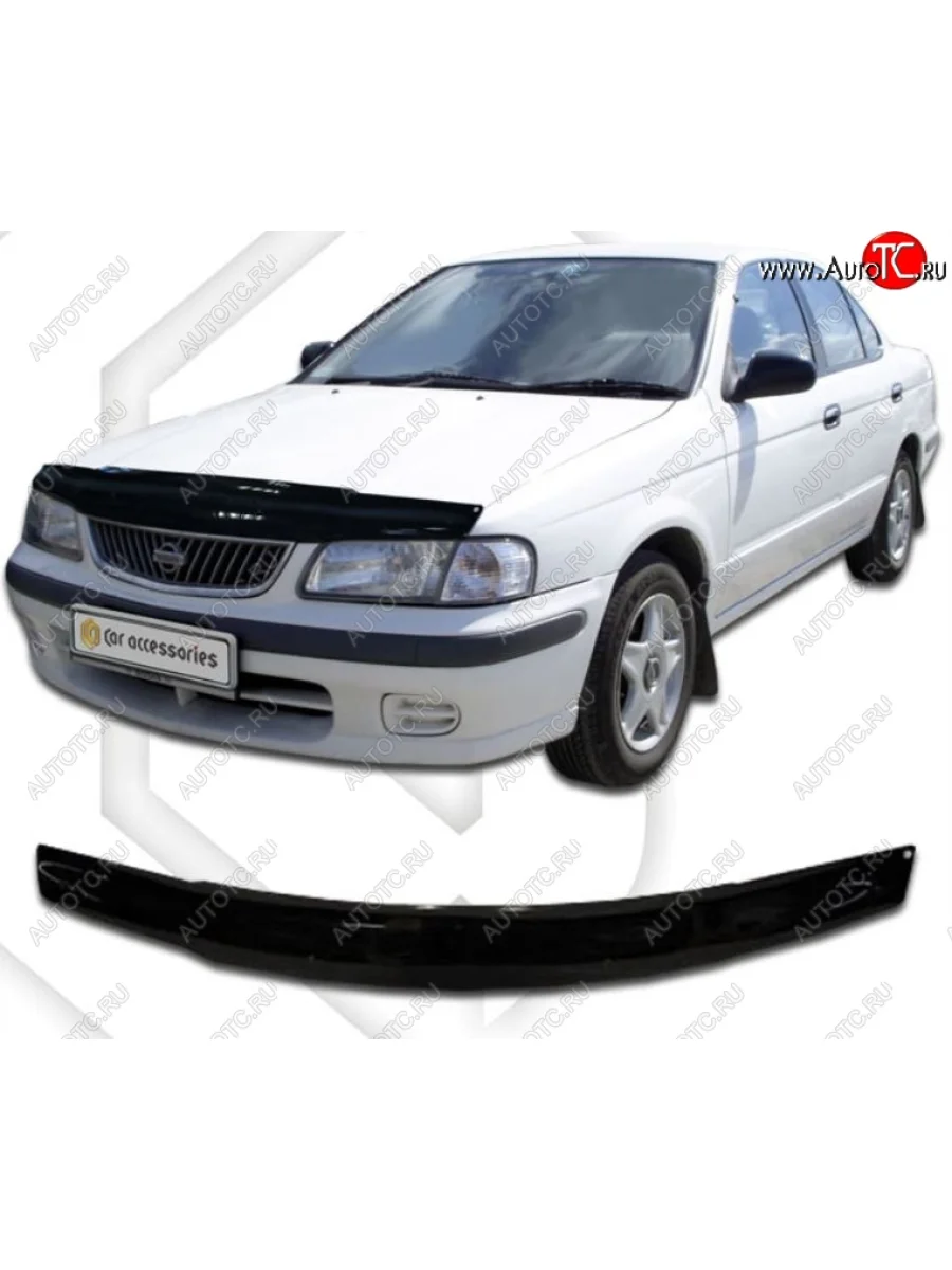 Дефлектор капота CA-Plastic Nissan Sunny B15 (1998-2004) (Classic черный, Без надписи)  в Перми Пермском крае