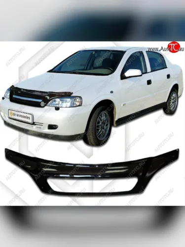 Дефлектор капота CA-Plastic (Classic черный) Opel Astra G седан (1998-2005)