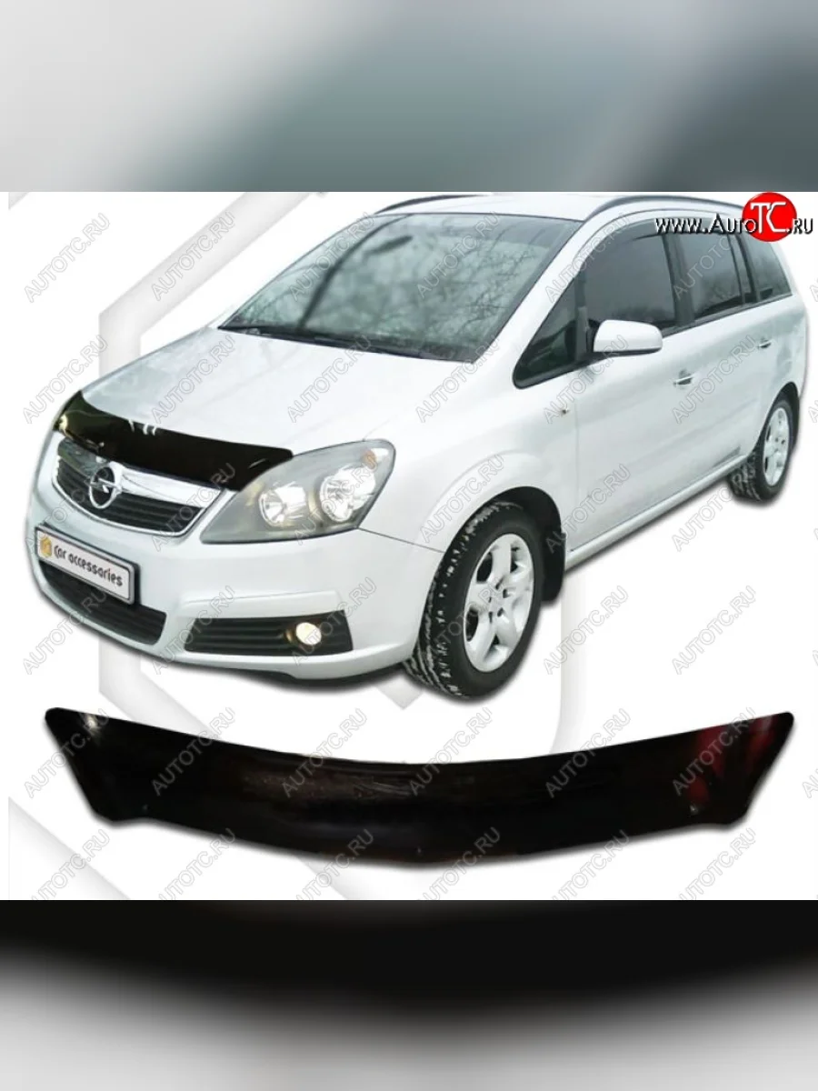 Дефлектор капота CA-Plastic Opel Zafira В дорестайлинг (2005-2008) (Classic черный, Без надписи)  в Керчи Республика Крым