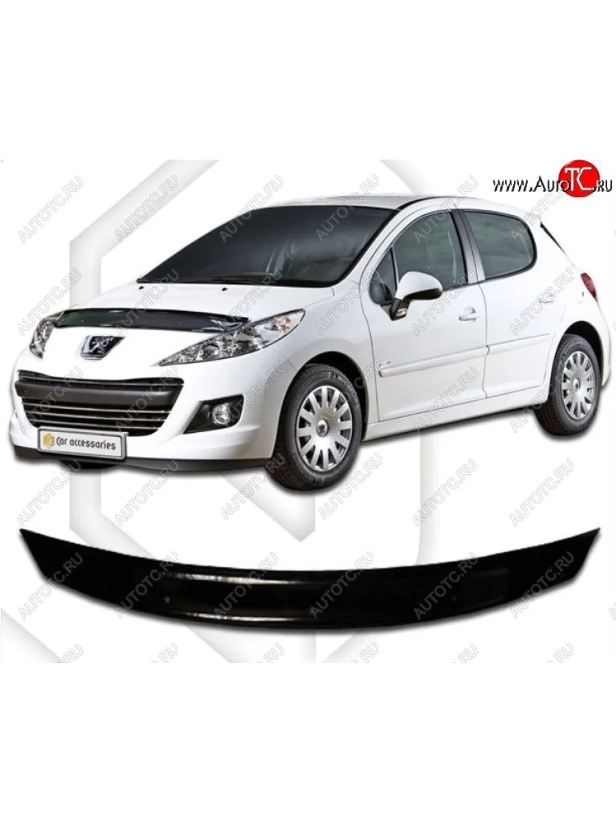 Дефлектор капота CA-Plastic Peugeot 207 WC хэтчбэк 5 дв. дорестайлинг (2006-2009) (Classic черный, Без надписи)  с доставкой в г. Пермь