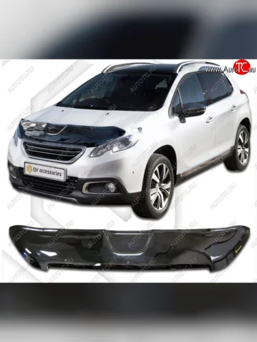 Дефлектор капота CA-Plastic (Classic черный) Peugeot 2008  дорестайлинг (2013-2016)