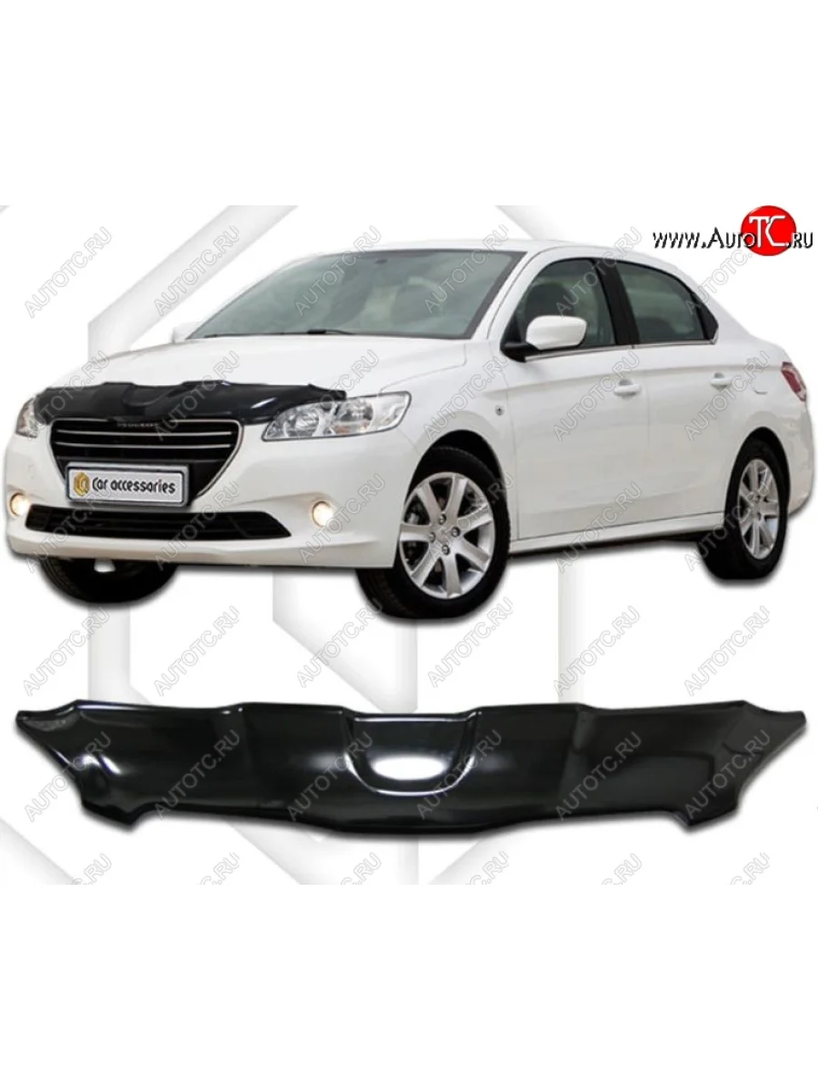 Дефлектор капота CA-Plastic Peugeot 301 (2012-2017) (Classic черный, Без надписи)  в Самаре Самарской области