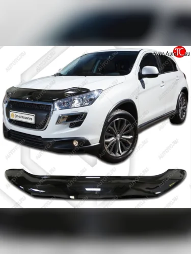 Дефлектор капота CA-Plastic (Classic черный) Peugeot 4008 (2012-2017)