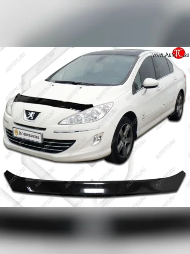 Дефлектор капота CA-Plastic (Classic черный) Peugeot 408  дорестайлинг (2010-2017)