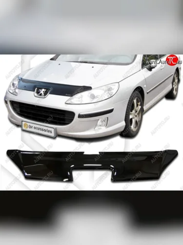 Дефлектор капота CA-Plastic (Classic черный) Peugeot 407 универсал (2004-2011)