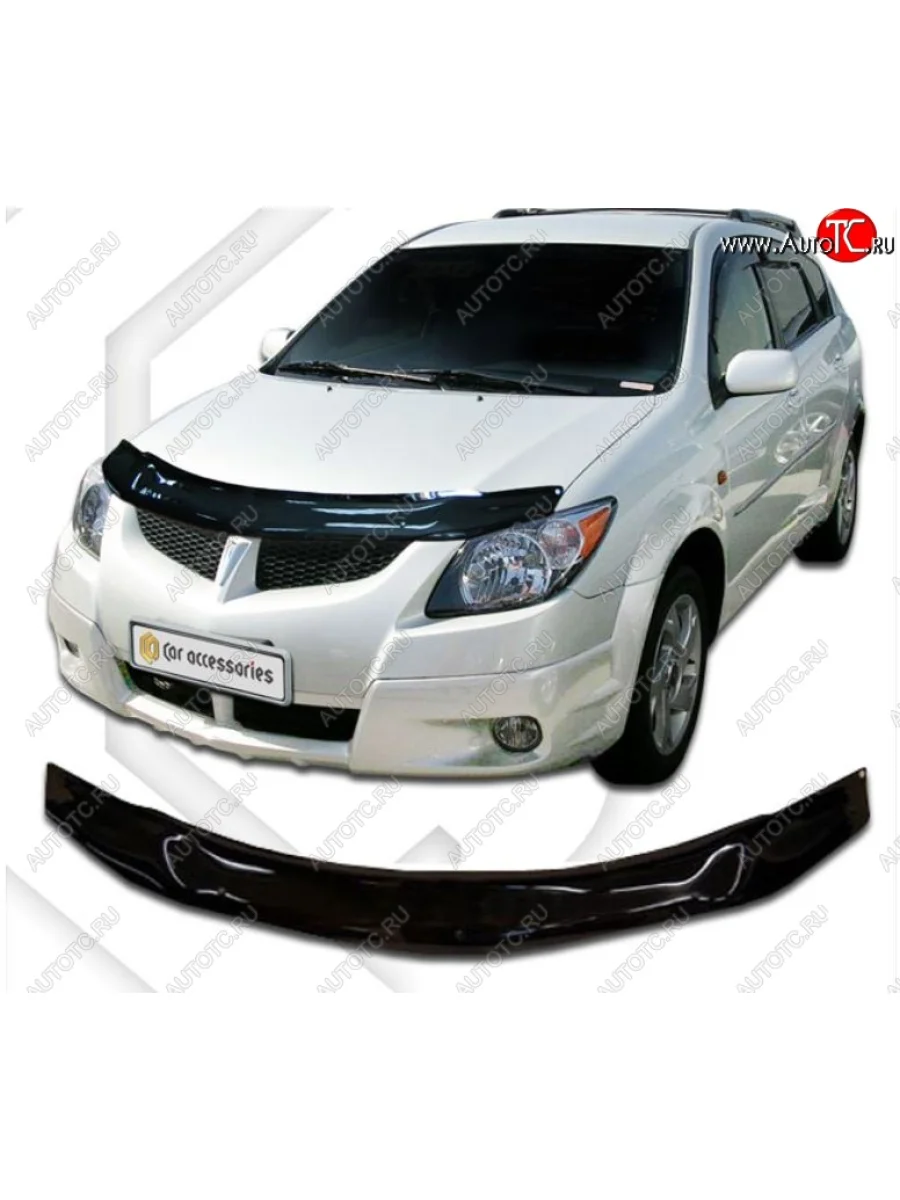 Дефлектор капота CA-Plastic Pontiac Vibe ZZE рестайлинг (2004-2008) (серия Classic черный, Без надписи)  в Самаре Самарской области