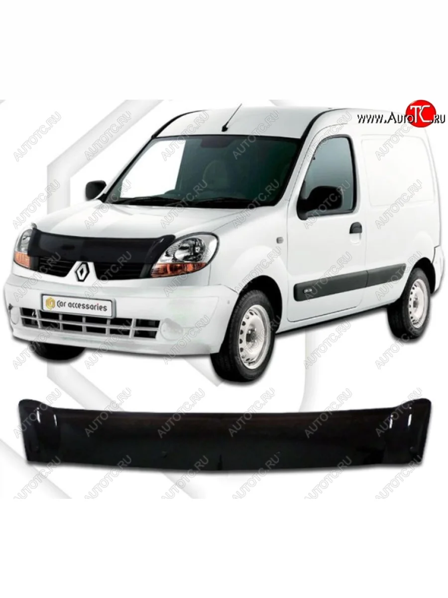 Дефлектор капота CA-Plastic Renault Kangoo KC рестайлинг (2003-2007) (серия Classic черный, Без надписи)  в Керчи Республика Крым