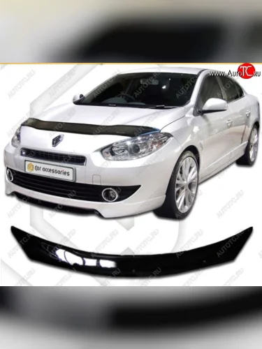 Дефлектор капота CA-Plastic (Classic черный) Renault Fluence дорестайлинг (2010-2012)