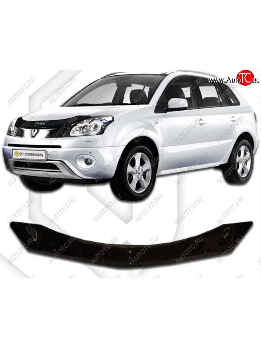 Дефлектор капота CA-Plastic Renault Koleos Phase 1 (2007-2011) (Classic черный, Без надписи)  в Керчи Республика Крым