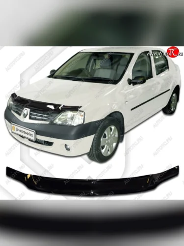Дефлектор капота CA-Plastic (Classic черный) Renault Logan 1 дорестайлинг (2004-2010)