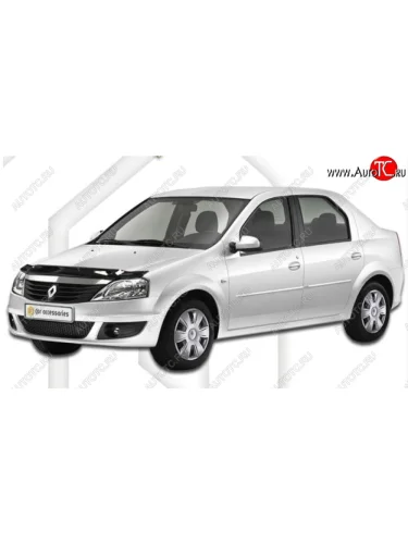 Дефлектор капота CA-Plastic (Classic черный) Renault Logan 1 рестайлинг (2010-2016)