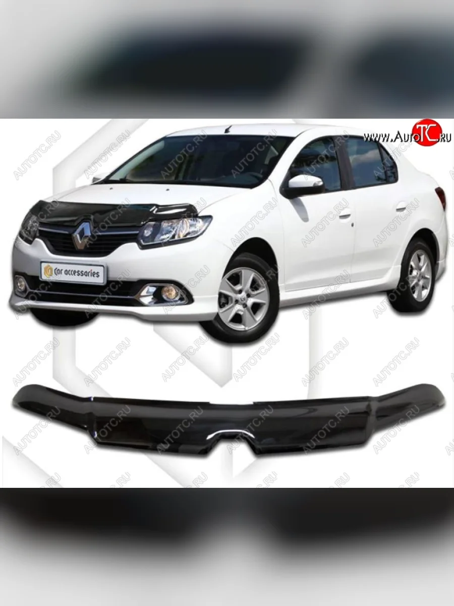 Дефлектор капота CA-Plastic Renault Logan 2 дорестайлинг (2014-2018) (Classic черный, Без надписи)  в Керчи Республика Крым