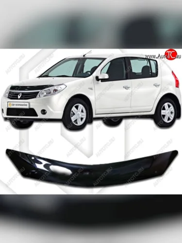 Дефлектор капота CA-Plastic (Classic черный) Renault Sandero 1 (2009-2014)