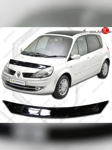Дефлектор капота CA-Plastic (Classic черный) Renault Scenic 2 (2003-2009)