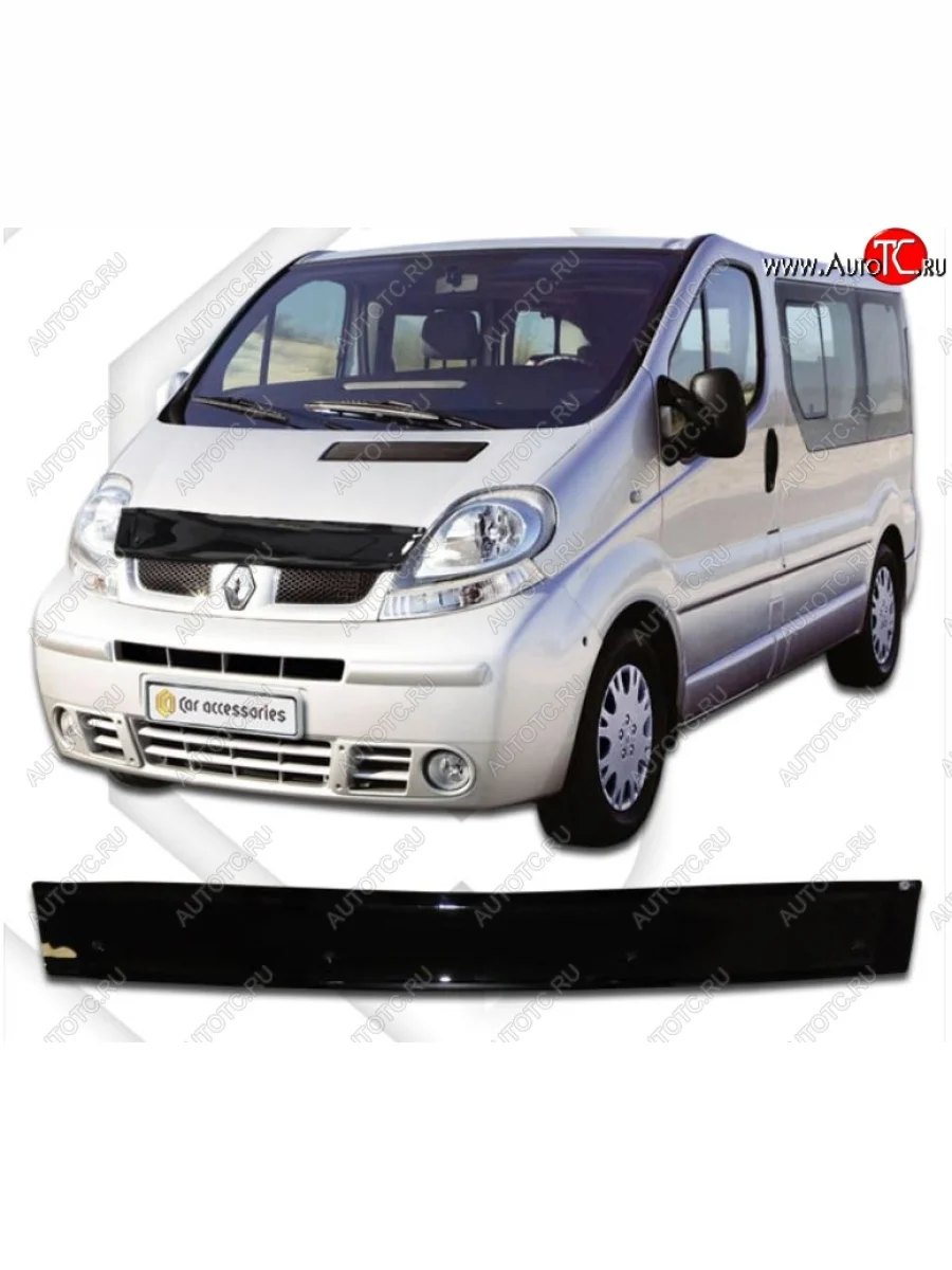 Дефлектор капота CA-Plastic Renault Trafic X83 дорестайлинг (2001-2006) (Classic черный, Без надписи)  в Керчи Республика Крым