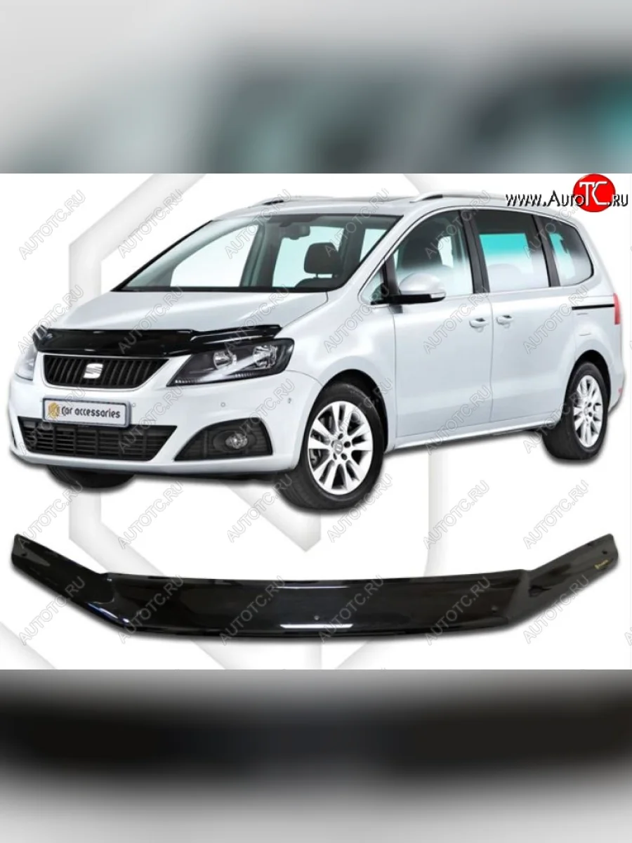 Дефлектор капота CA-Plastic Seat Alhambra 7N рестайлинг (2015-2020) (Classic черный, Без надписи)  в Перми Пермском крае