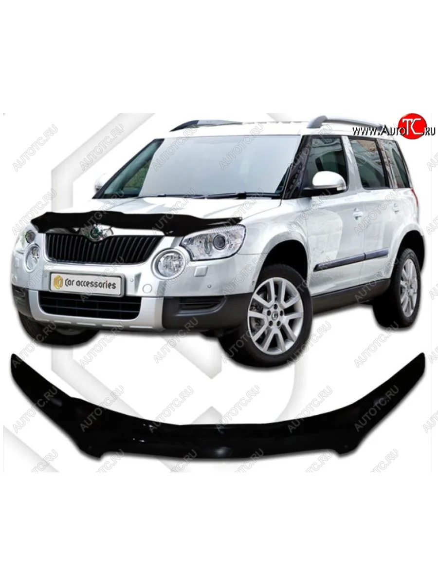 Дефлектор капота CA-Plastic Skoda Yeti (2009-2013) (серия Classic черный, Без надписи)  в Керчи Республика Крым