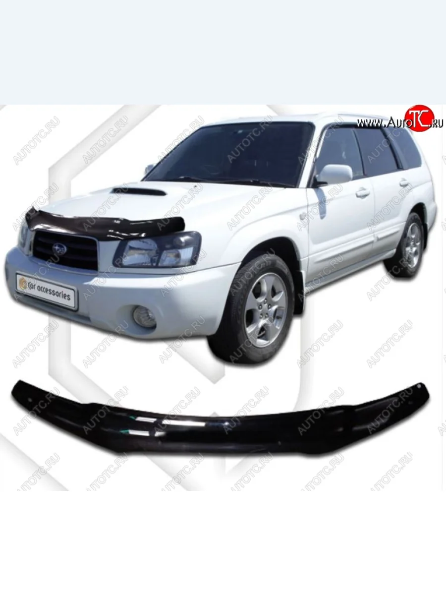 Дефлектор капота CA-Plastic Subaru Forester SG дорестайлинг (2002-2005) (Classic черный, Без надписи)  в Керчи Республика Крым