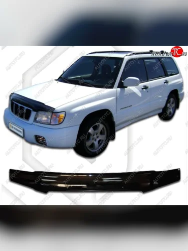Дефлектор капота CA-Plastic (Classic черный) Subaru Forester  SF (2000-2002) рестайлинг