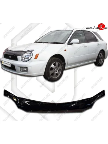 Дефлектор капота (GGA, GGB) CA-Plastic (Classic черный) Subaru Impreza GD седан дорестайлинг (2000-2002)