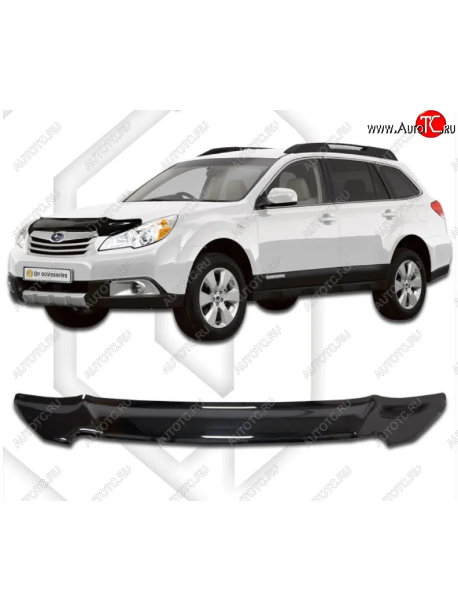 Дефлектор капота CA-Plastic Subaru Outback BR/B14 дорестайлинг универсал (2009-2013) (Classic черный, Без надписи)  в Воронеже Воронежской области