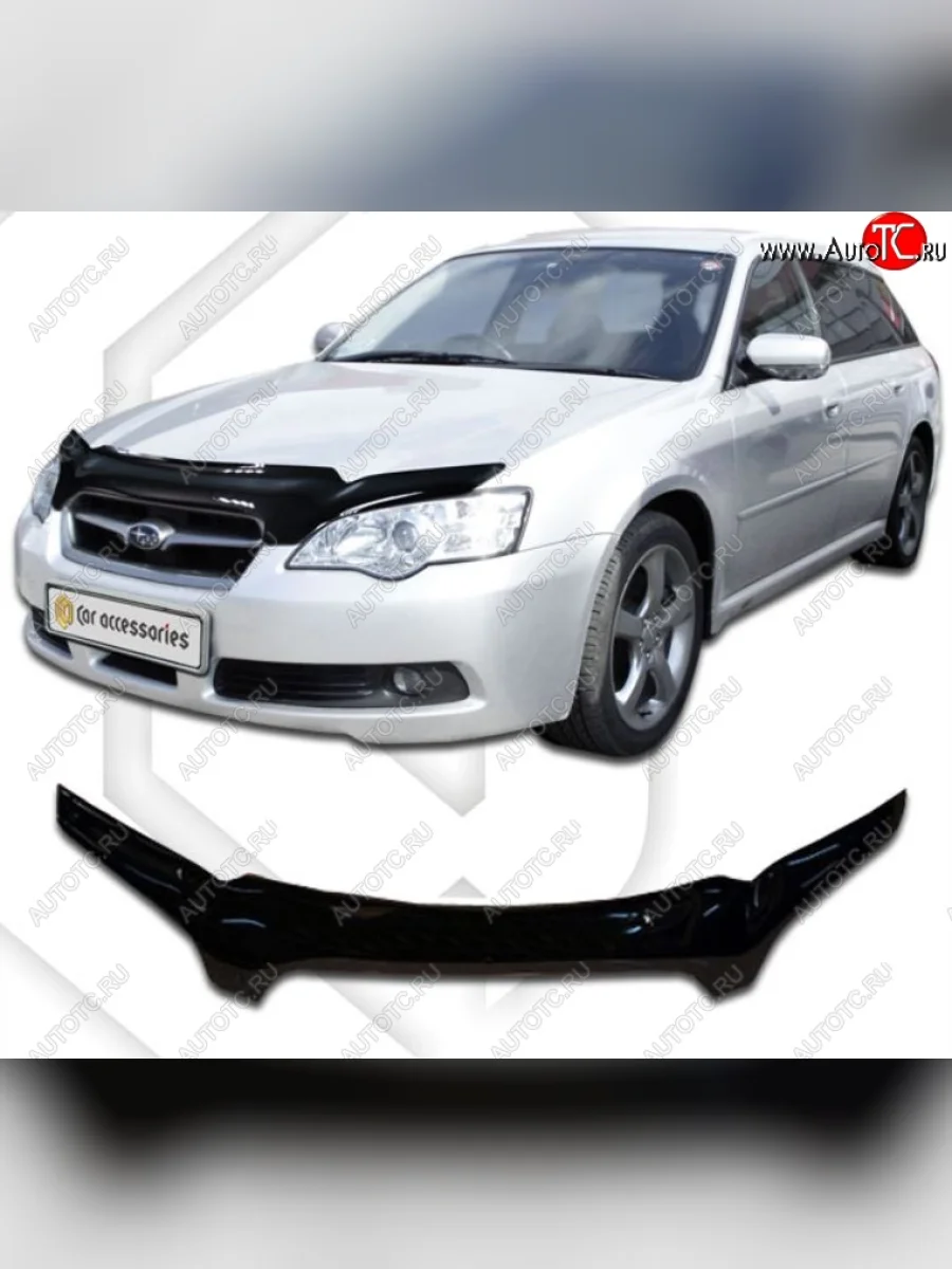Дефлектор капота CA-Plastic Subaru Legacy BL/B13 дорестайлинг седан (2003-2006) (Classic черный, Без надписи)  в Керчи Республика Крым