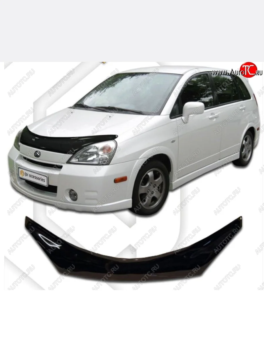Дефлектор капота CA-Plastic Suzuki Aerio RA21S, RC51S cедан рестайлинг (2003-2007) (Classic черный, Без надписи)  в Самаре Самарской области