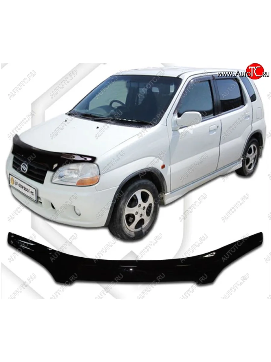 Дефлектор капота CA-Plastic Suzuki Swift HT51S дорестайлинг, хэтчбэк 5 дв. (2000-2003) (Classic черный, Без надписи)  в Перми Пермском крае