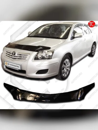 Дефлектор капота CA-Plastic (серия Classic черный) Toyota Avensis T250 седан дорестайлинг (2003-2006)