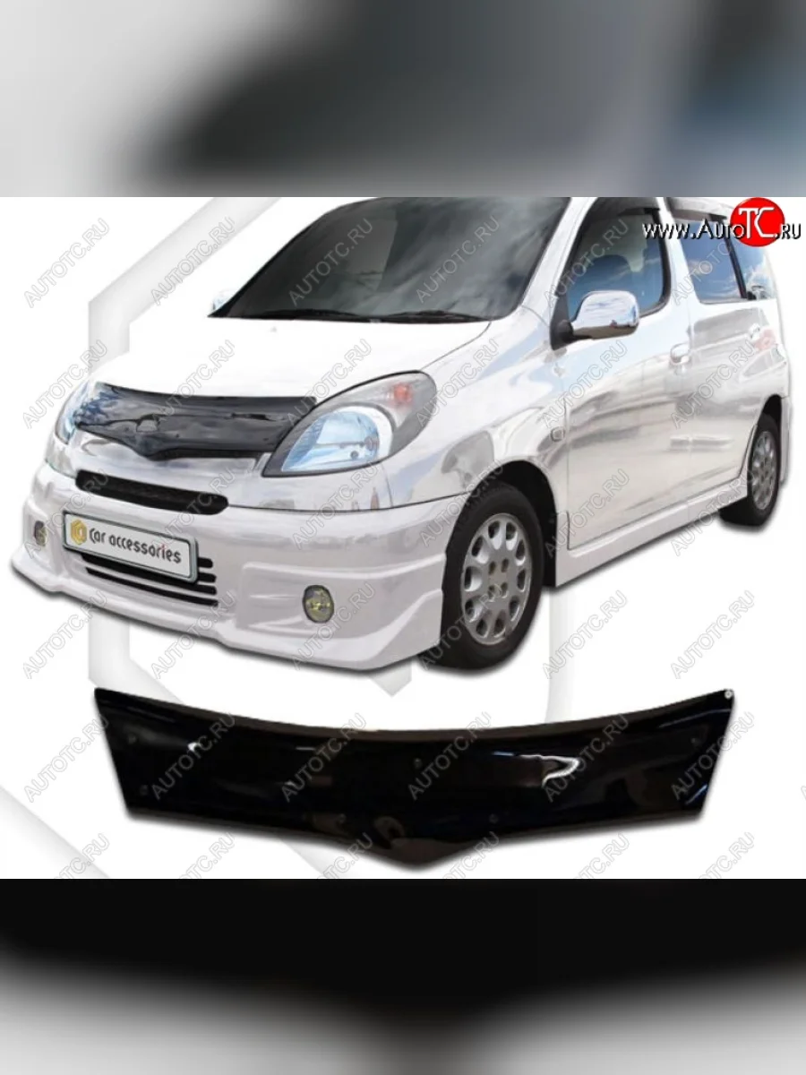 Дефлектор капота CA-Plastic Toyota Funcargo дорестайлинг (1999-2002) (Classic черный, Без надписи)  в Керчи Республика Крым