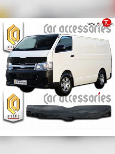 Дефлектор капота CA-Plastic (правый руль) (Classic черный) Toyota Hiace H200 минивэн (Япония) дорестайлинг  (2004-2007)