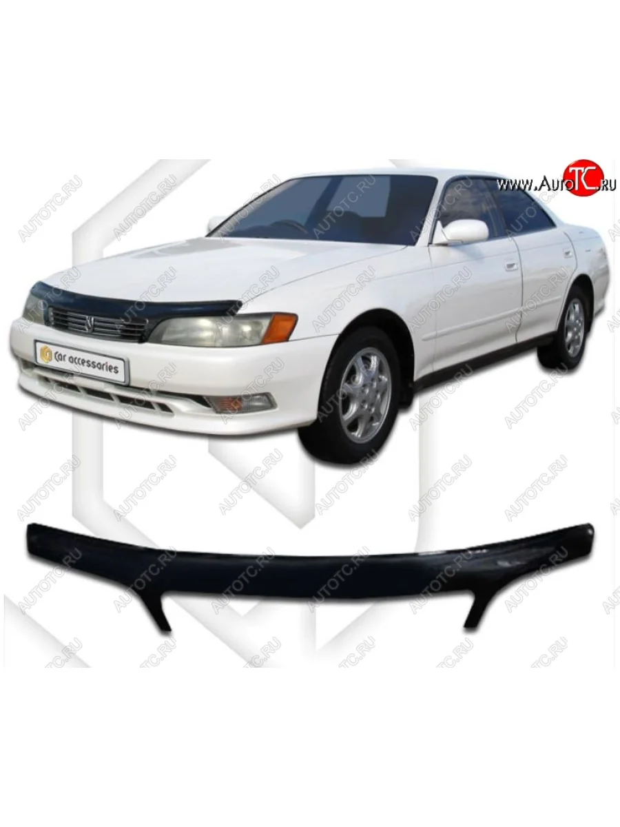 Дефлектор капота CA-Plastic Toyota Mark 2 X90 седан (1992-1996) (серия Classic черный, Без надписи)  в Самаре Самарской области