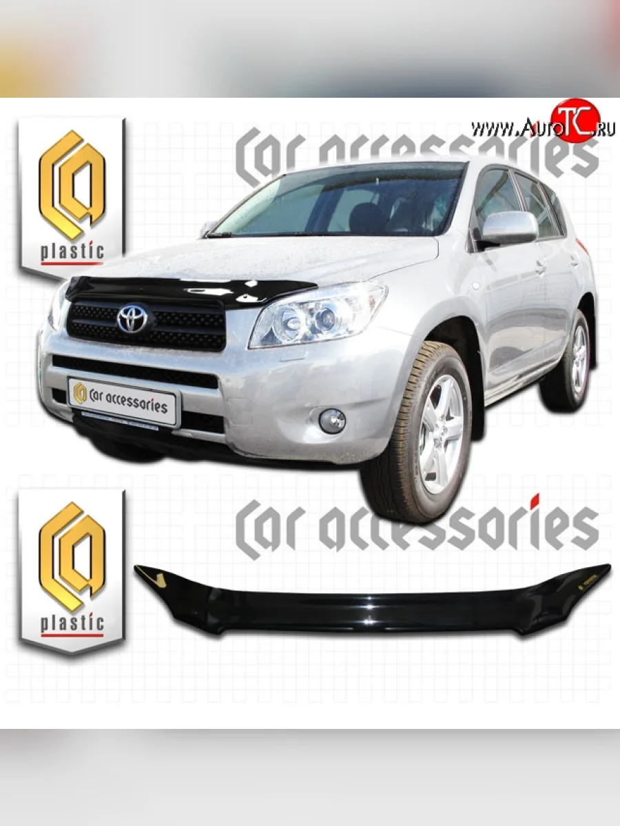 Дефлектор капота CA-Plastic Toyota RAV4 XA305 5 дв. дорестайлинг (2005-2009) (Classic черный, Без надписи)  в Воронеже Воронежской области