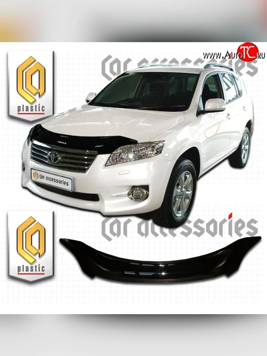 Дефлектор капота CA-Plastic Toyota RAV4 XA30 5 дв. удлиненный 2-ой рестайлинг (2010-2013) (Classic черный, Без надписи)  в Керчи Республика Крым