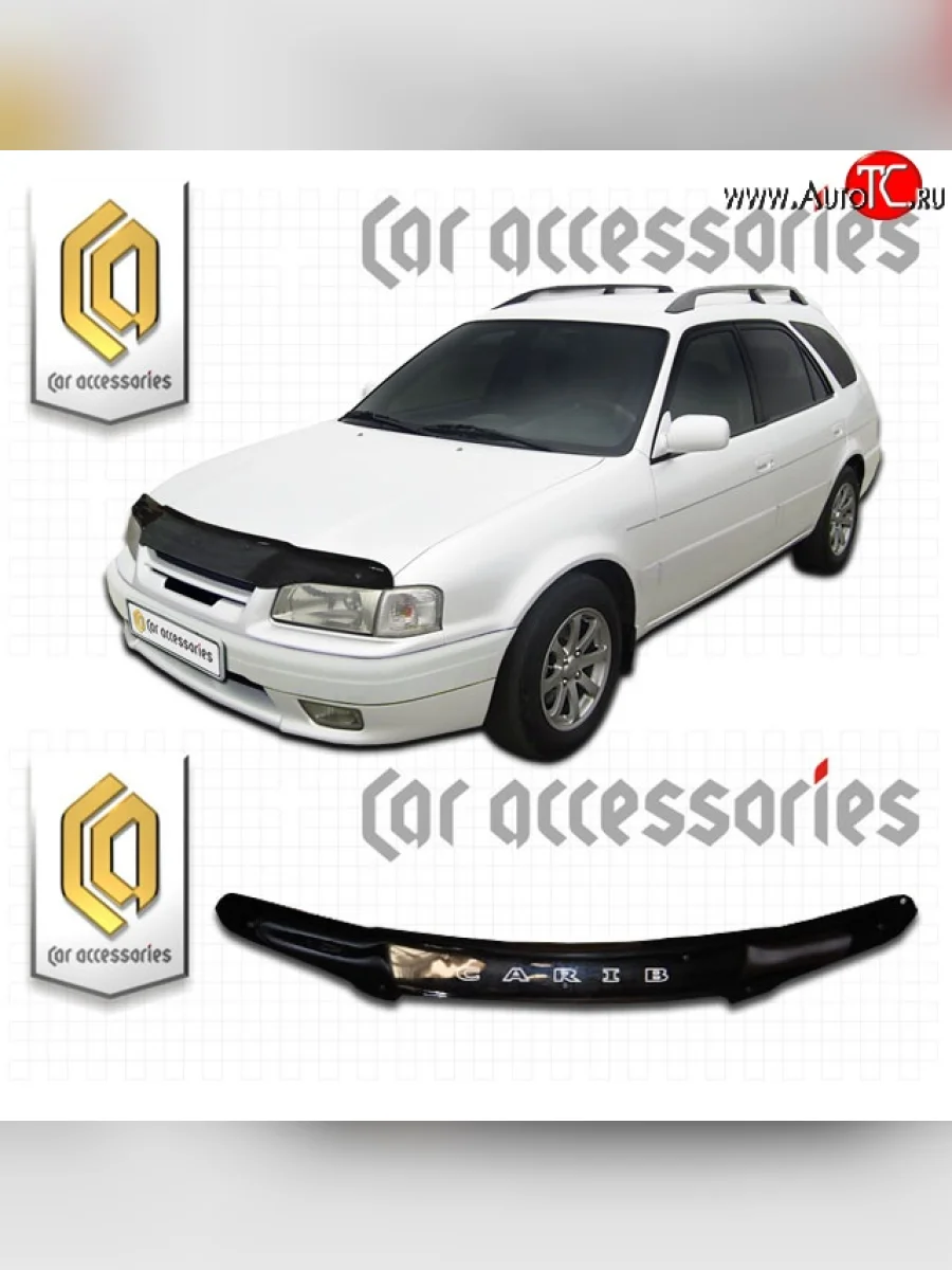 Дефлектор капота CA-Plastic Toyota Sprinter Carib 3 E110 дорестайлинг (1995-1997) (Classic черный, Без надписи)  в Перми Пермском крае