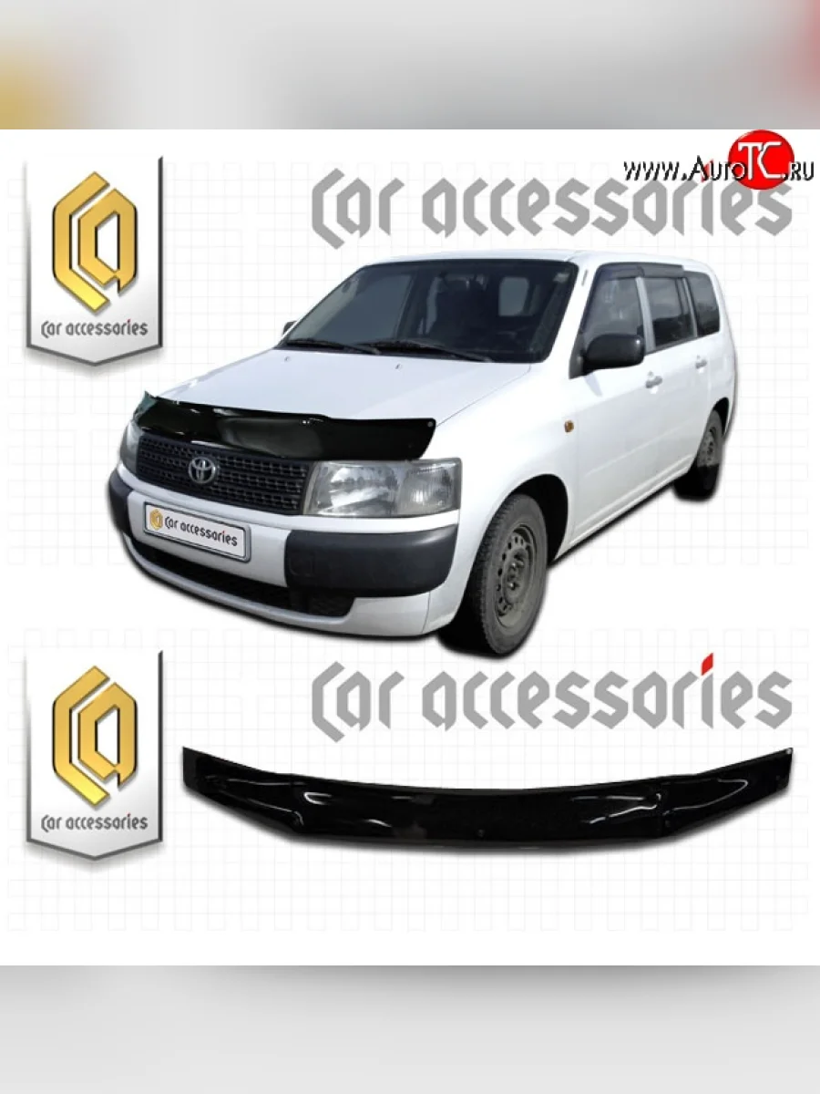 Дефлектор капота CA Plastic Toyota Succeed дорестайлинг (2002-2014) (Classic черный, Без надписи)  в Керчи Республика Крым