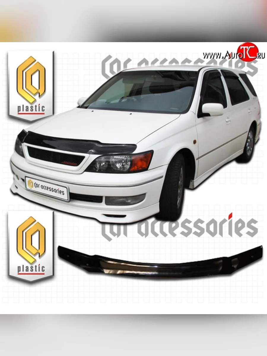 Дефлектор капота CA-Plastic Toyota Vista Ardeo V50 дорестайлинг универсал (1998-2000) (Classic черный, Без надписи)  в Самаре Самарской области