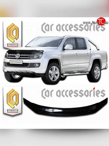 Дефлектор капота CA Plastic (черный) (Classic черный) Volkswagen Amarok дорестайлинг (2009-2016)