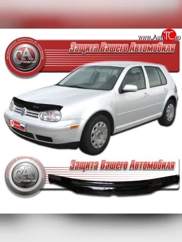 Дефлектор капота CA Plastic (Classic черный) Volkswagen Golf  4 Mk4 (1997-2003) хэтчбэк 5 дв.