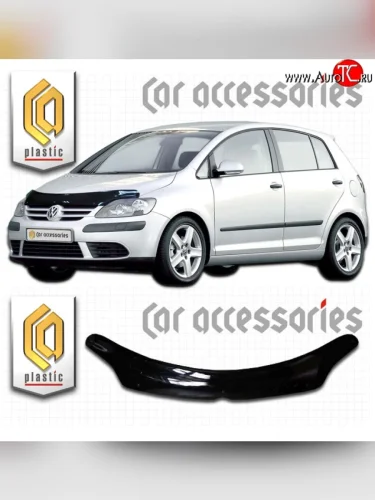 Дефлектор капота CA Plastic (Classic черный) Volkswagen Golf Plus  5 (2004-2009)