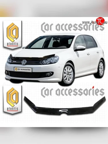 Дефлектор капота CA Plastic (Classic черный) Volkswagen Golf 6 Mk6 хэтчбэк 5 дв. (2008-2014)