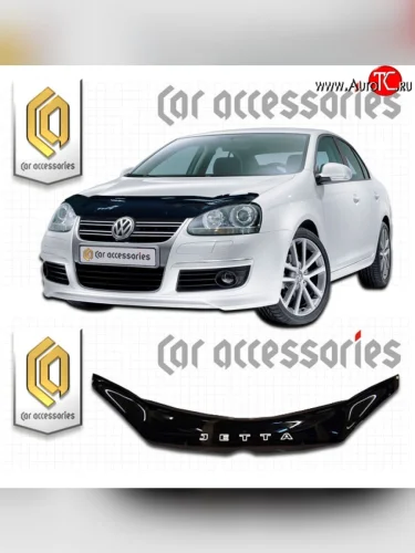 Дефлектор капота CA Plastic (Classic черный) Volkswagen Jetta A5 седан (2005-2011)
