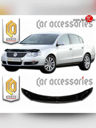 Дефлектор капота CA Plastic (Classic черный) Volkswagen Passat B6 седан (2005-2011)