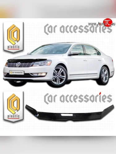 Дефлектор капота CA Plastic (Classic черный) Volkswagen Passat B7 универсал (2010-2015)